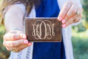 Rustic + Gold Laser Engraved Keychain ID Wallet