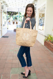 Jute Tote with Natural Leather Handles