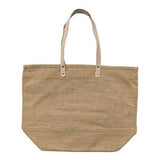 Jute Tote with Natural Leather Handles
