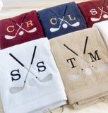 Cross Clubs Grommeted Tri-Fold Golf Towel with Monogram Initials
